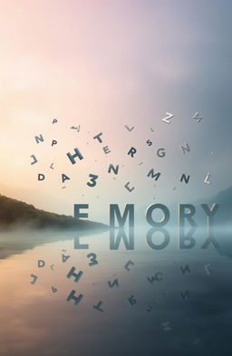 A surreal landscape inspired by the concept of memory, with ethereal wisps of light and shadow intertwining among floating letters, representing the last fragments of thoughts and experiences
