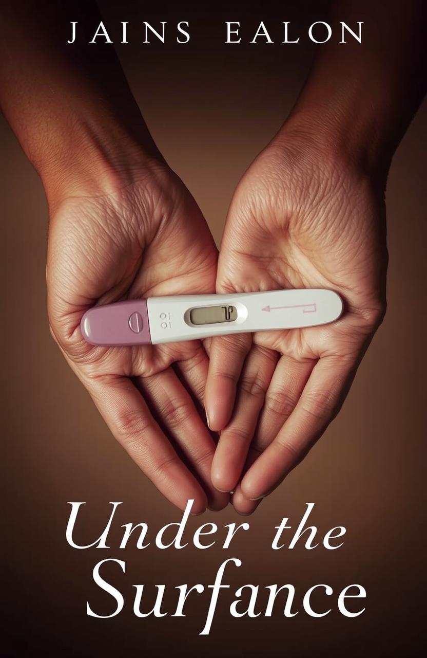 A close-up image of two hands intertwined gracefully, with a pregnancy test gently held between the fingers