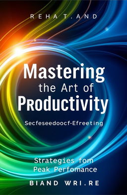 An inspiring and visually appealing cover for a productivity book titled 'Mastering the Art of Productivity: Strategies for Peak Performance'