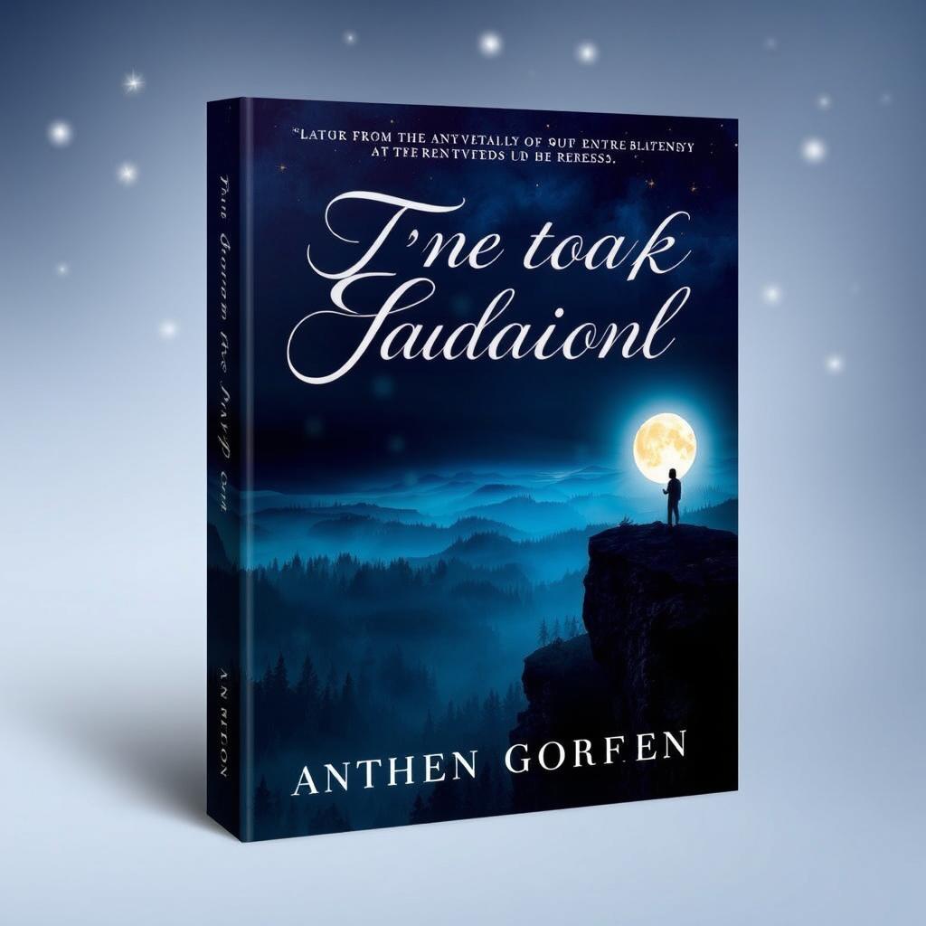 An intriguing and captivating book cover design for an audiobook, featuring a mysterious landscape illuminated by a glowing full moon