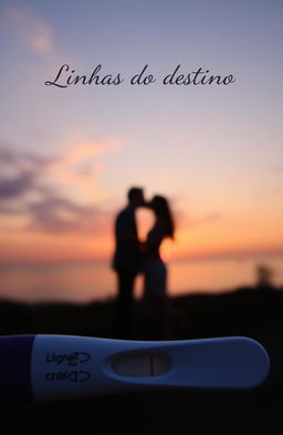 A simple pregnancy test in a romantic setting with a beautiful sunrise in the background
