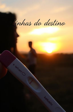 A simple pregnancy test in a romantic setting with a beautiful sunrise in the background