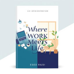 An engaging and modern eBook cover design titled 'Where Work Meets Life', featuring a harmonious blend of work and personal life elements