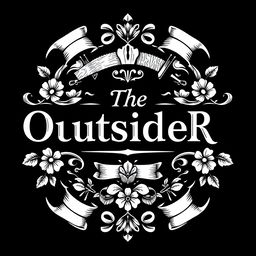 An intricate black and white logo design featuring the text "The OutsideR" prominently in a decorative, vintage style