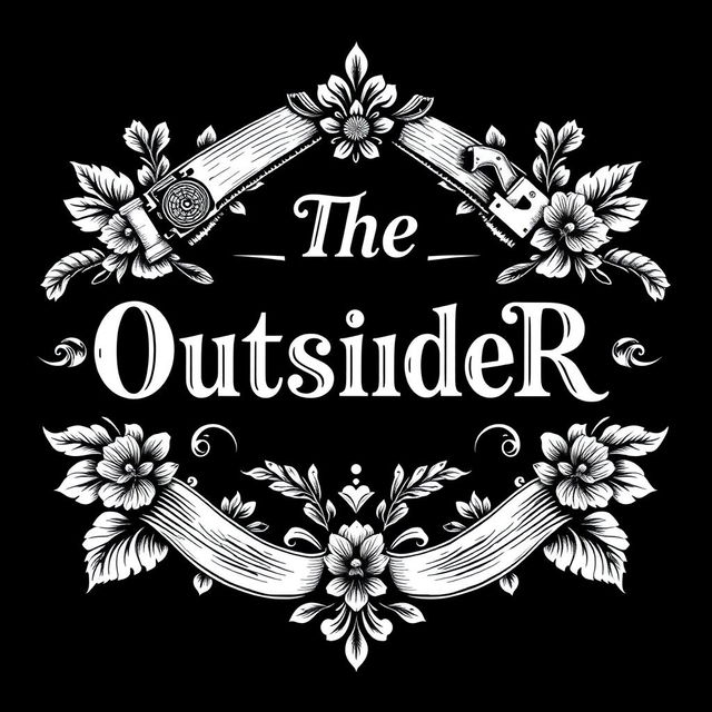 An intricate black and white logo design featuring the text "The OutsideR" prominently in a decorative, vintage style