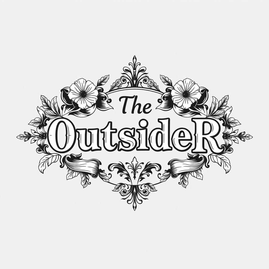 An intricate black and white logo design featuring the text "The OutsideR" prominently in a decorative, vintage style