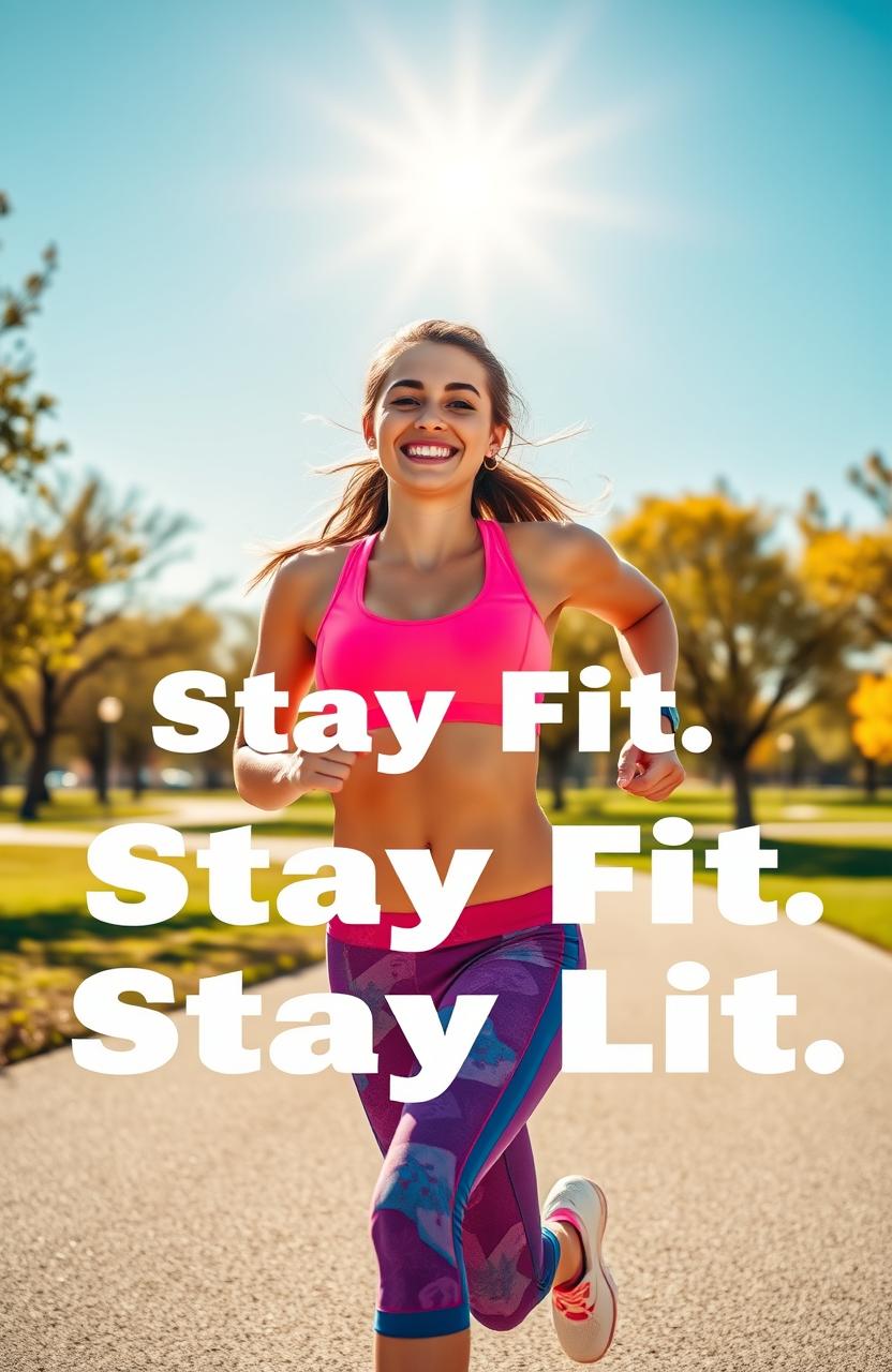 A motivational scene illustrating the phrase 'Stay Fit, Stay Lit'