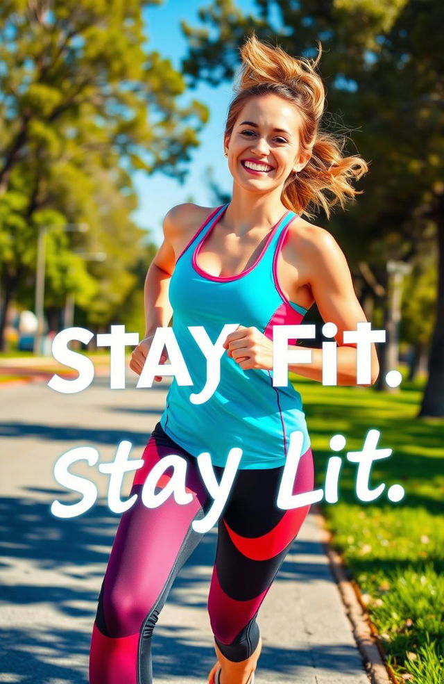 A motivational scene illustrating the phrase 'Stay Fit, Stay Lit'