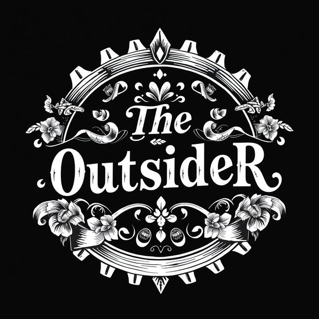 An intricate black and white logo design featuring the text "The OutsideR" prominently in a decorative, vintage style