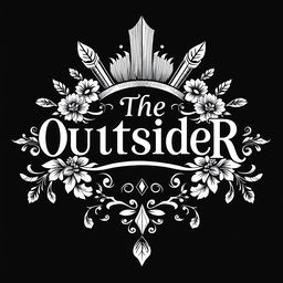 An intricate black and white logo design featuring the text "The OutsideR" prominently in a decorative, vintage style