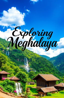 A visually stunning cover for a Meghalaya project, featuring the breathtaking landscapes of Meghalaya, India