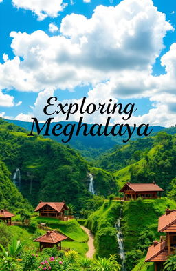 A visually stunning cover for a Meghalaya project, featuring the breathtaking landscapes of Meghalaya, India