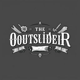 An intricate black and white logo design featuring the text "The OutsideR" presented in an Old West style serif font