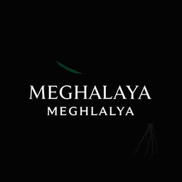 A sophisticated black cover design for a project centered around Meghalaya, featuring a minimalist yet impactful aesthetic