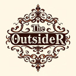 A detailed vintage logo design for a woodworking shop featuring the text "The OutsideR" in an ornate Victorian-style font