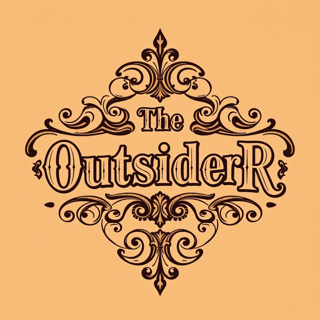 A detailed vintage logo design for a woodworking shop featuring the text "The OutsideR" in an ornate Victorian-style font