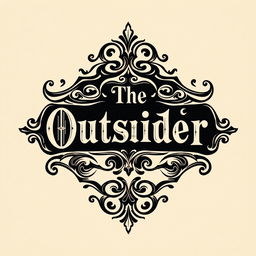 A detailed vintage logo design for a woodworking shop featuring the text "The OutsideR" in an ornate Victorian-style font