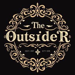 A detailed vintage logo design for a woodworking shop featuring the text "The OutsideR" in an ornate Victorian-style font