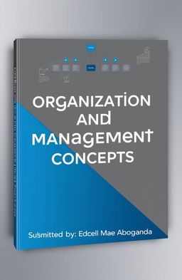 A sophisticated business presentation cover titled 'Organization and Management Concepts'