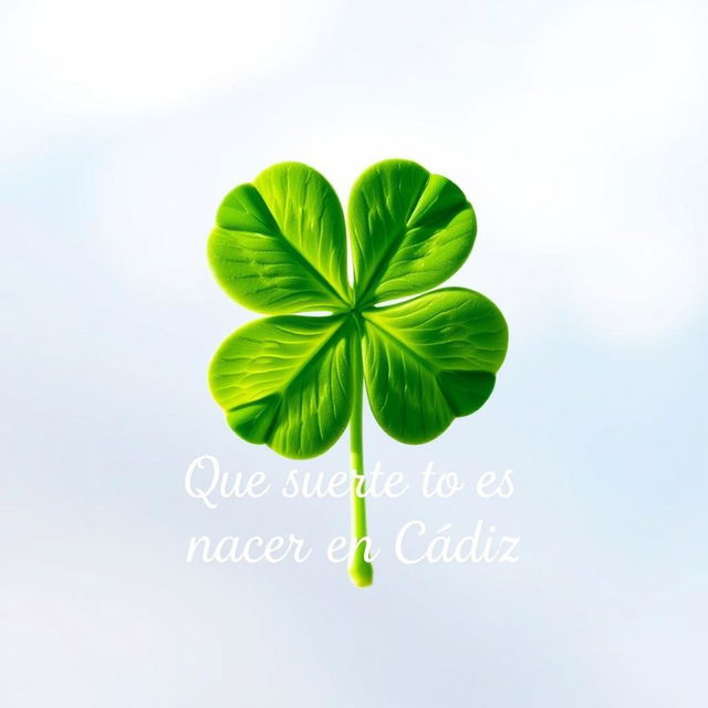 A lush green clover with four leaves, elegantly positioned in the center of the image