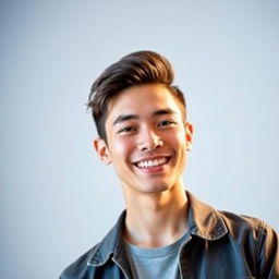 A stylish and modern profile picture featuring a confident young adult with an engaging smile
