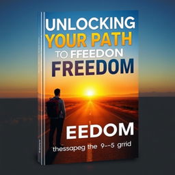A captivating book cover design for "Unlocking Your Path to Freedom: Using the Internet to Escape the 9-5 Grind"