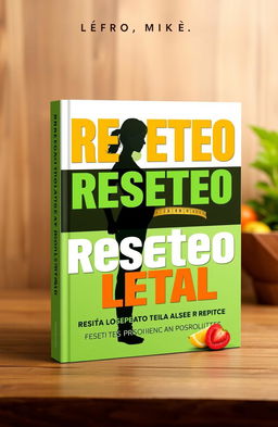 A book cover design for a weight loss guide titled 'Reseteo Letal'