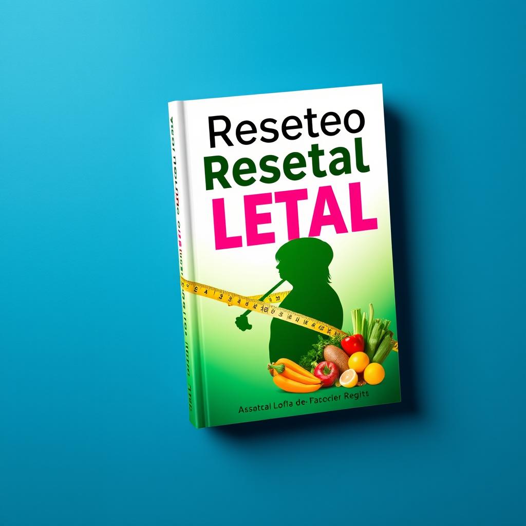 A book cover design for 'Reseteo Letal', a weight loss-themed book