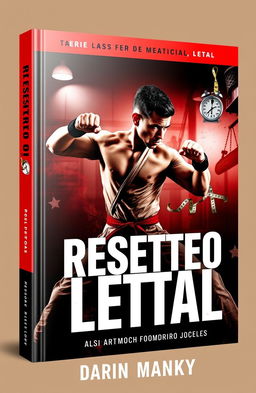 A dynamic and engaging book cover for a title called 'Reseteo Letal', focusing on weight loss and martial arts