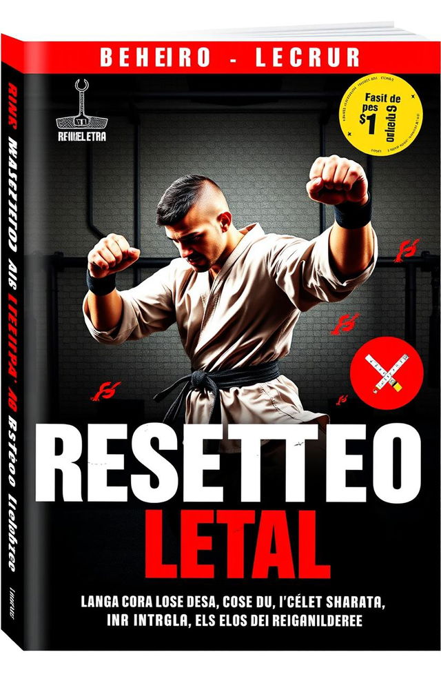 A dynamic and engaging book cover for a title called 'Reseteo Letal', focusing on weight loss and martial arts