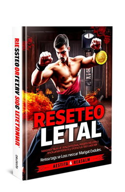 A dynamic and engaging book cover for a title called 'Reseteo Letal', focusing on weight loss and martial arts