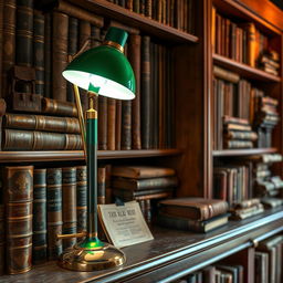 An antique bookshelf filled with ancient books, showcasing an eclectic mix of worn leather-bound tomes and parchment scrolls