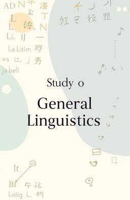 A visually striking cover page design for a study of general linguistics, featuring a stylized representation of various languages and scripts such as Latin, Arabic, Chinese, and the International Phonetic Alphabet