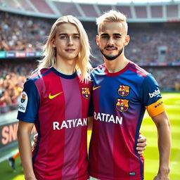 A 22-year-old pale football player with long pale hair, pale skin, and striking blue eyes