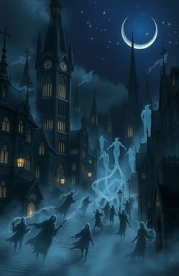 A dark, enchanting city filled with wraiths, shrouded in mist and shadows