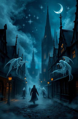 A dark, enchanting city filled with wraiths, shrouded in mist and shadows