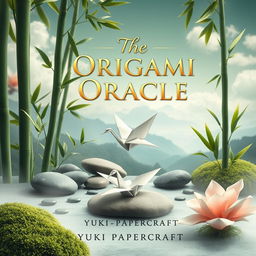 A beautiful book cover design for 'The Origami Oracle' by Yuki Papercraft