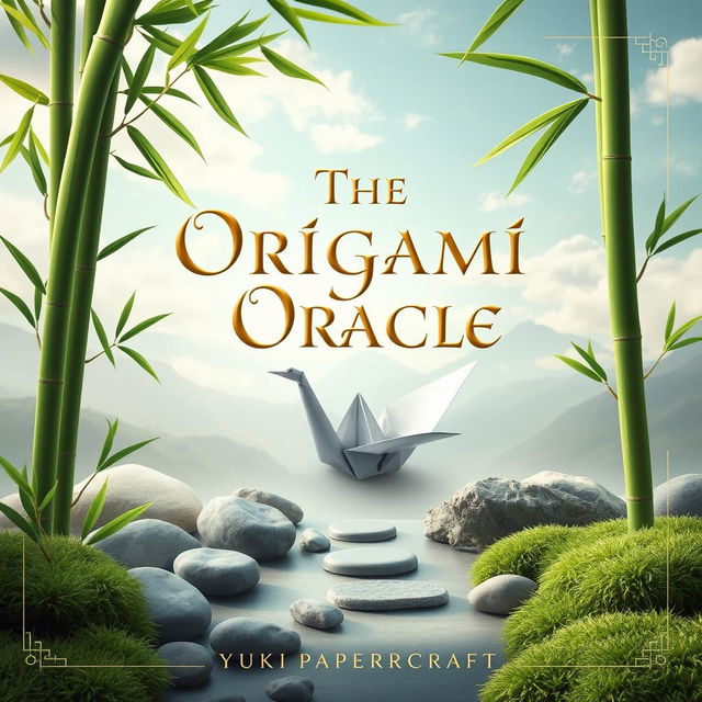 A beautiful book cover design for 'The Origami Oracle' by Yuki Papercraft