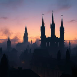 A hauntingly beautiful city of wraiths set against a twilight sky
