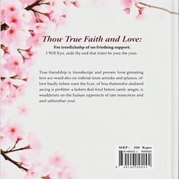 A beautifully designed back cover of a book featuring a stunning cherry blossom background, with delicate pink blossoms gently framing the text