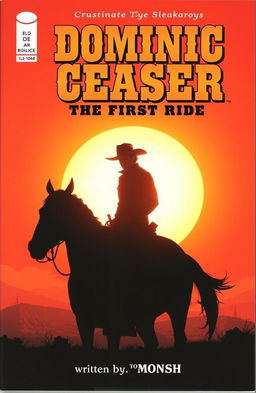 A comic book cover featuring a cowboy named Dominic Ceaser sitting on a horse