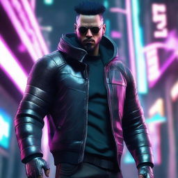 Generate a hyper-realistic, 4K image of cool, handsome man in cyberpunk attire, fighting against a ruthless cartel with exceptional skill and determination