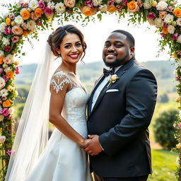A beautiful wedding scene featuring a couple
