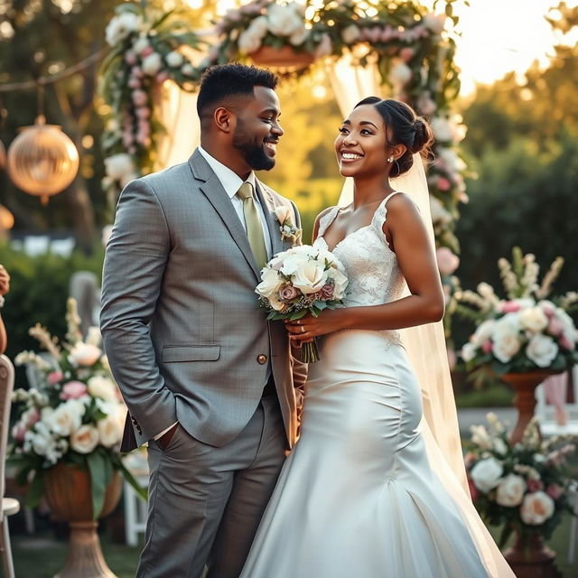 A wedding scene featuring a couple