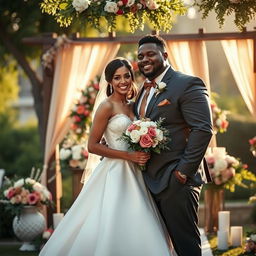 A wedding scene featuring a couple