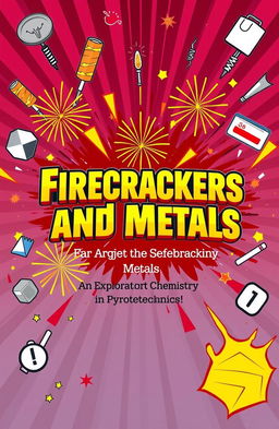 A visually striking cover page for a chemistry project titled 'Firecrackers and Metals