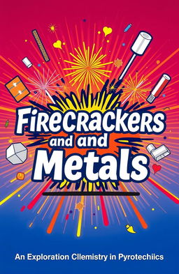 A visually striking cover page for a chemistry project titled 'Firecrackers and Metals