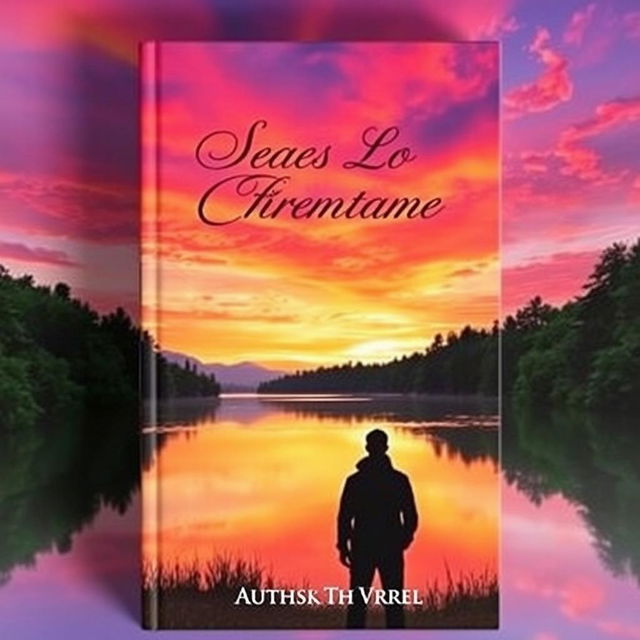 A visually stunning book cover featuring a serene landscape at sunset