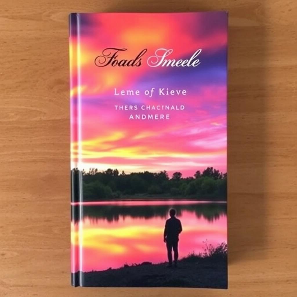 A visually stunning book cover featuring a serene landscape at sunset