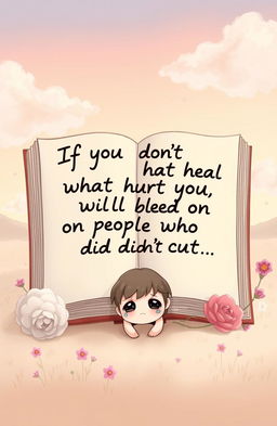 A poignant illustration featuring the quote "If you don’t heal what hurt you, you will bleed on people who didn’t cut you" artfully handwritten on an open book